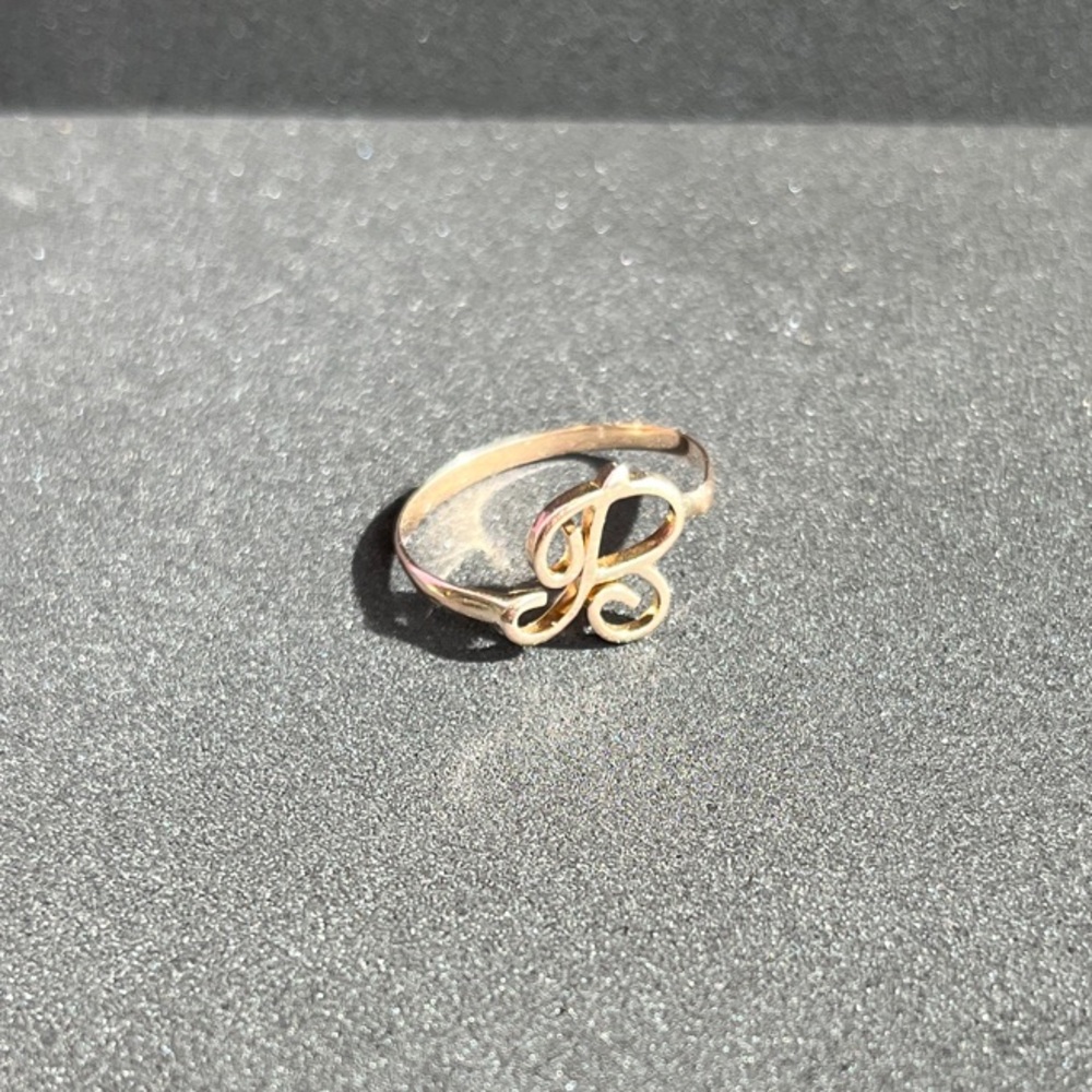 925 Gold Plated Initial B Ring